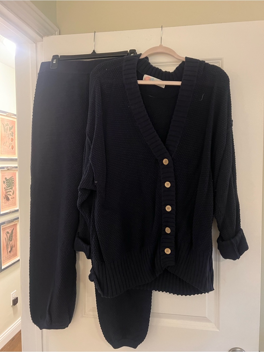 Free people beach navy set (cardigan and pants)